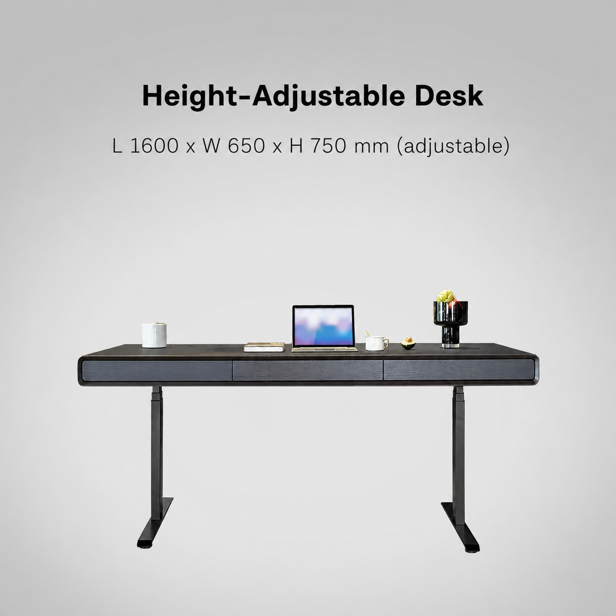 Modern Italian electric standing desk 1600 x 650 mm adjustable height specification