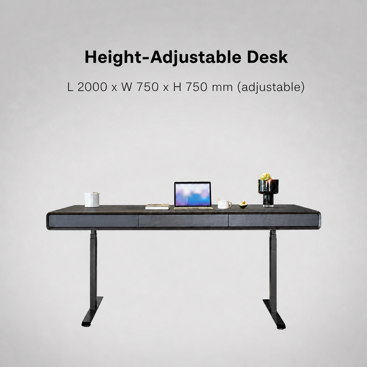 Standard Desk 2000 x 750 x 750 mm height-adjustable desk specification
