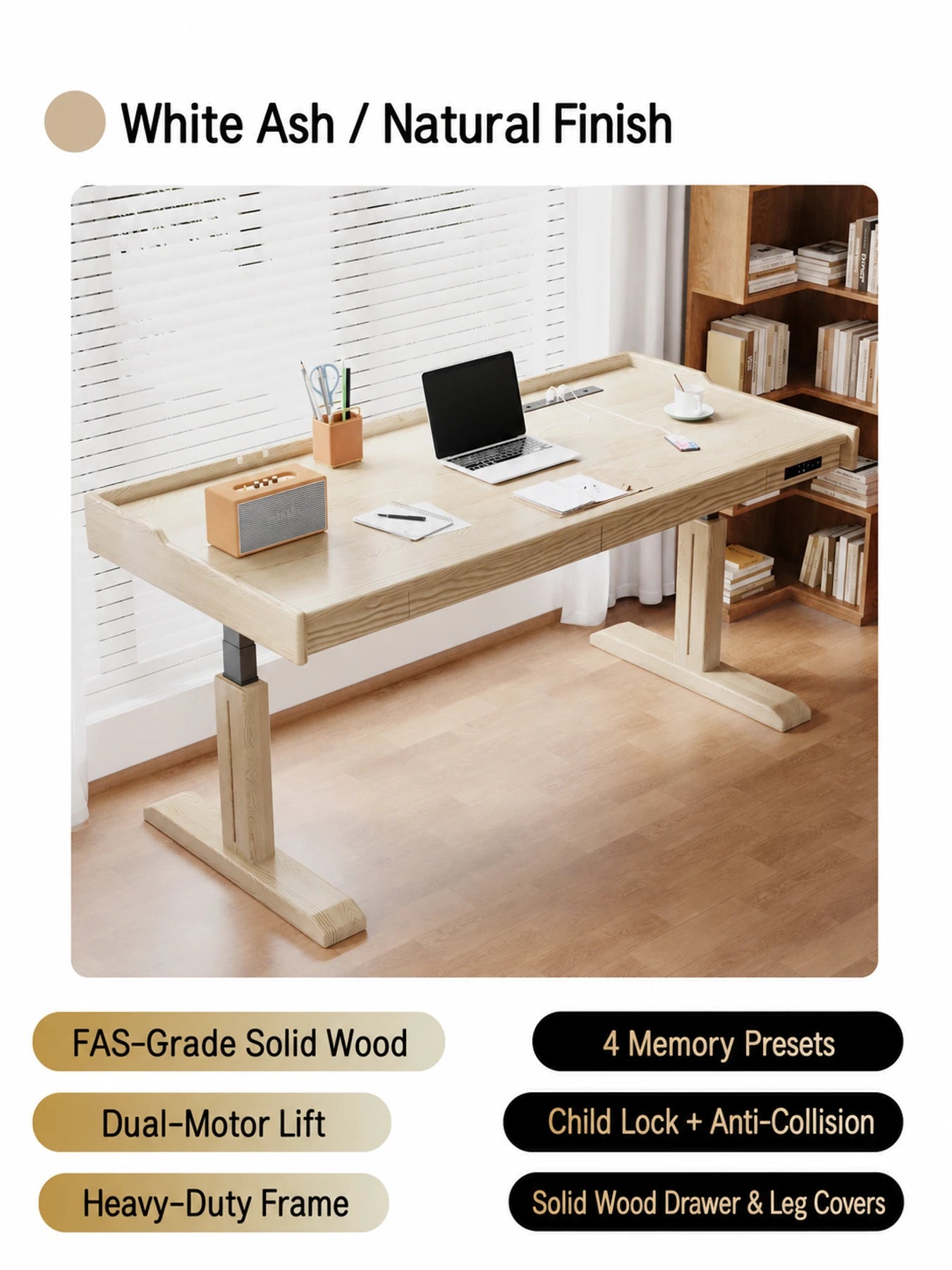 MT29 natural white ash electric standing desk