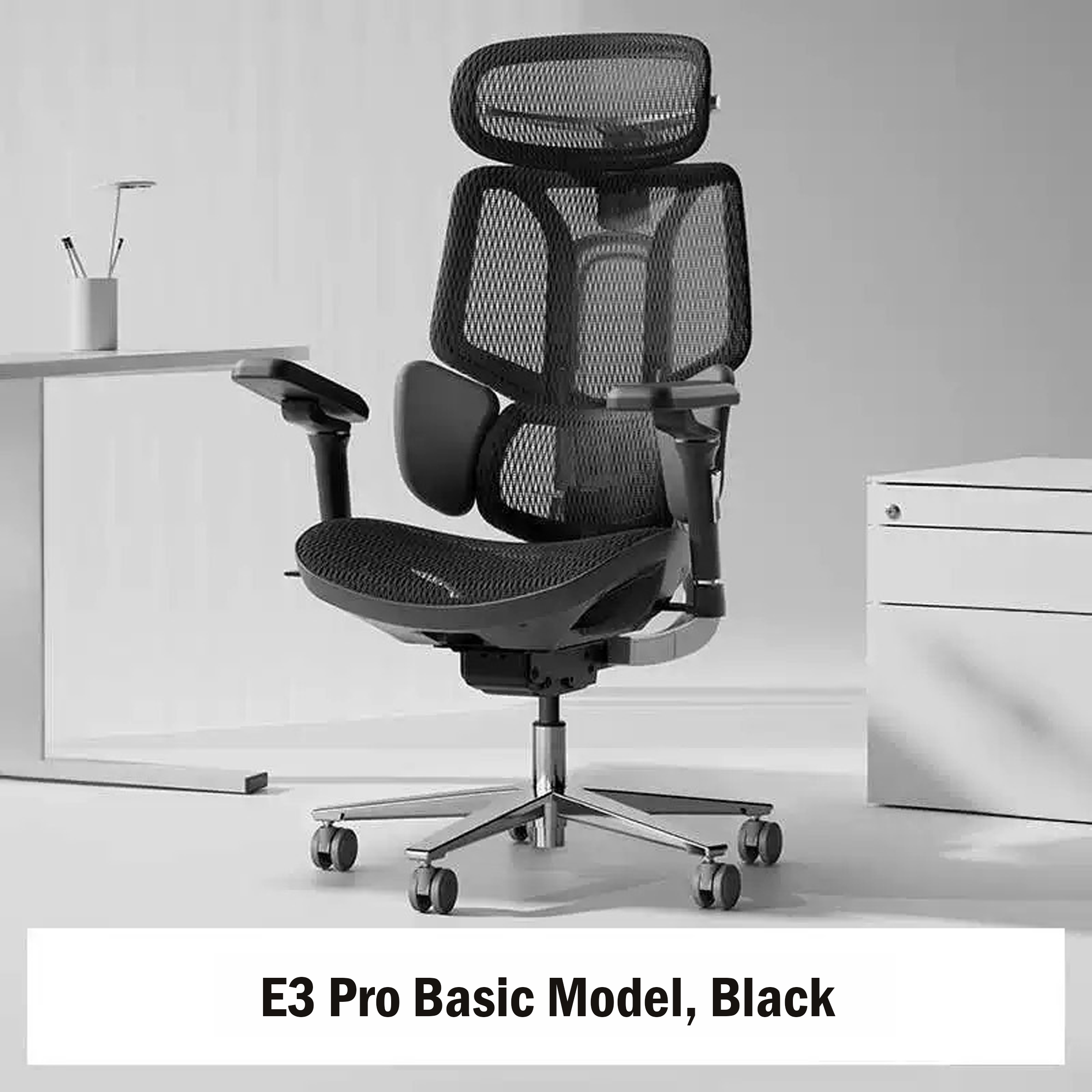Adjusting the headrest of an ergonomic office chair to provide optimal support for the neck and spine.
