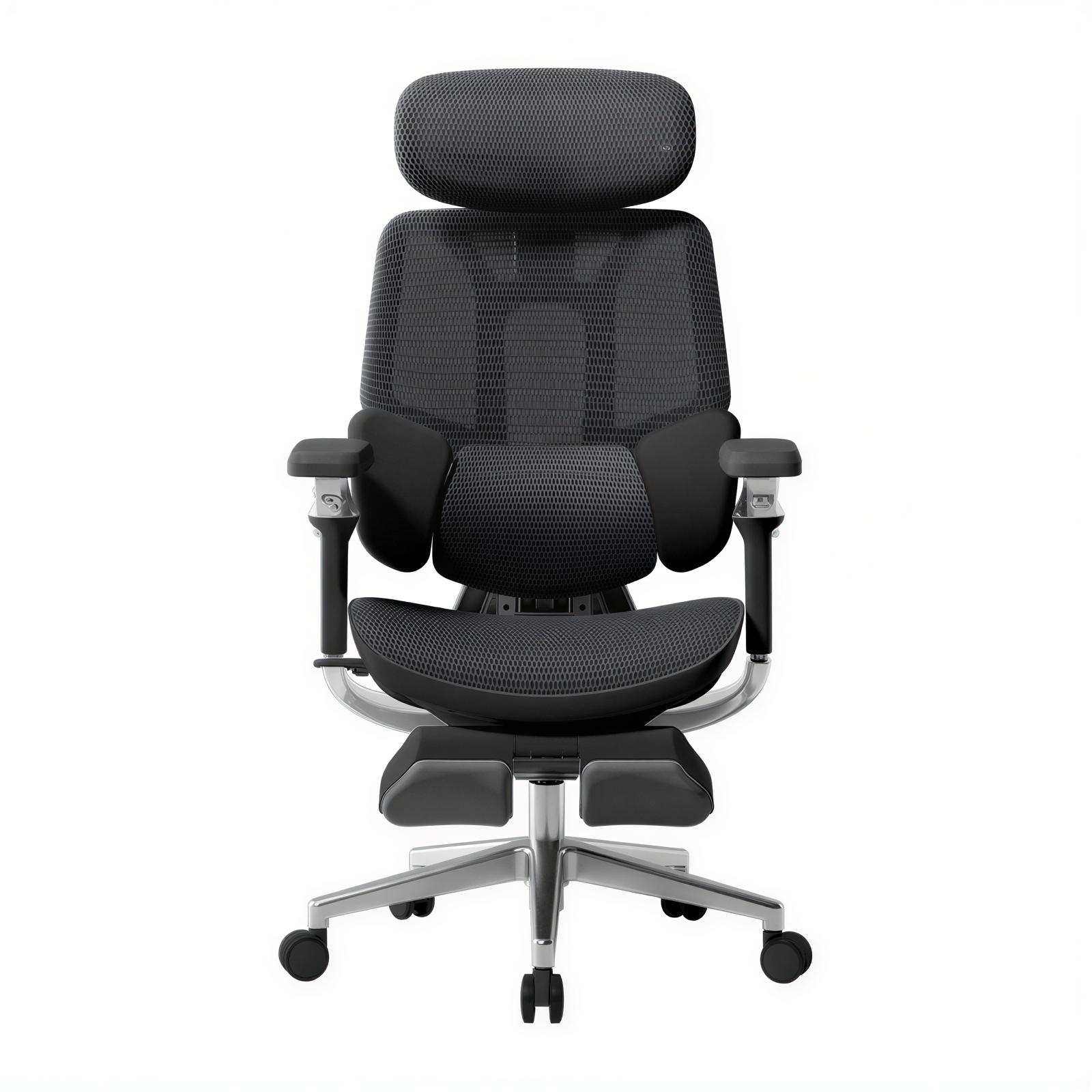 Ergonomic Office Chair with Footrest - Minimalist All-Mesh Desk Chair, Aluminum Alloy Frame, 4D Headrest & Adjustable Seat Depth