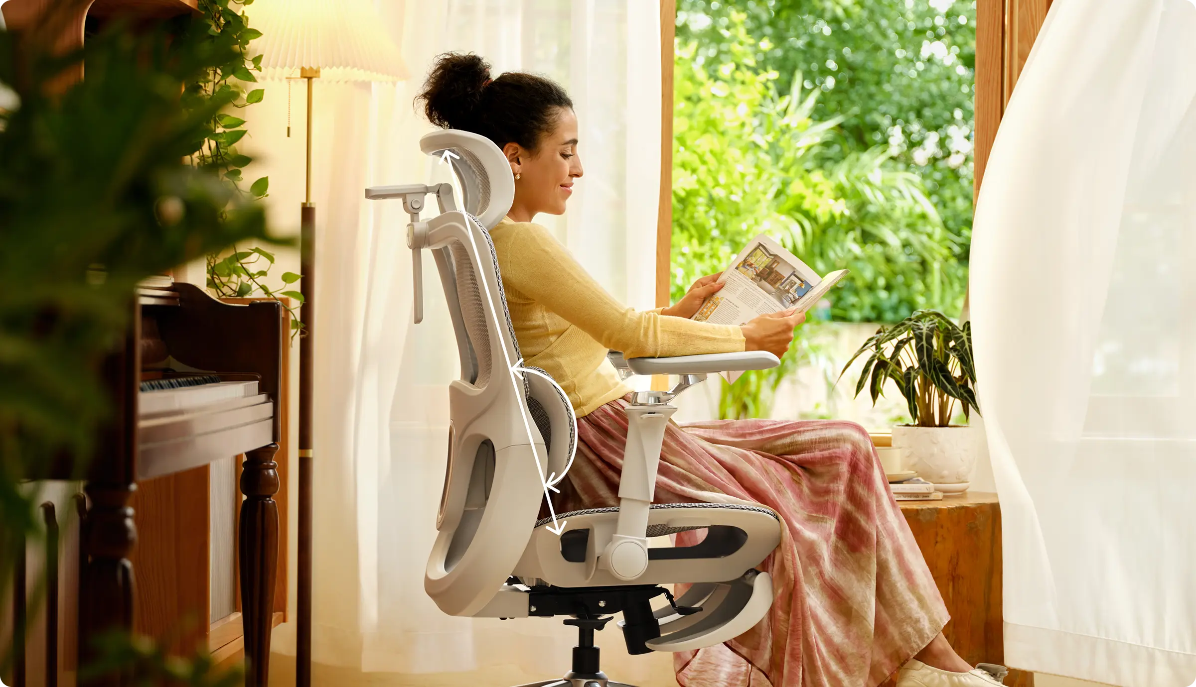 "Relax and keep reading. Our ergonomic office chair is here to provide hours of unwavering support."