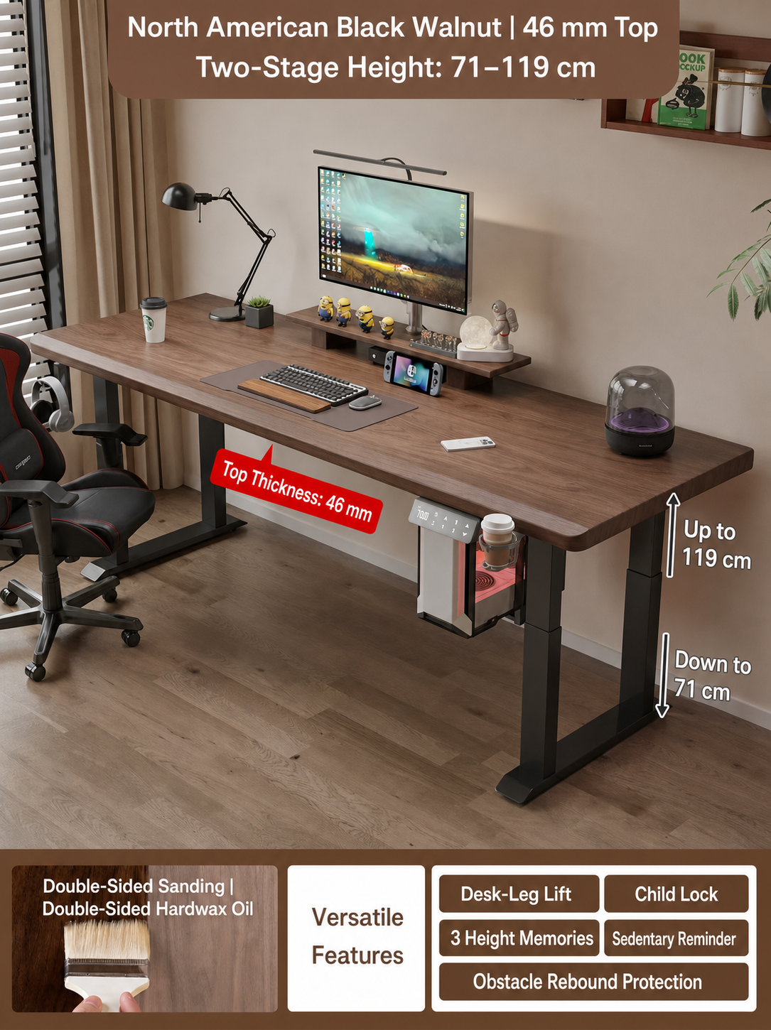 North American black walnut 46 mm desktop option