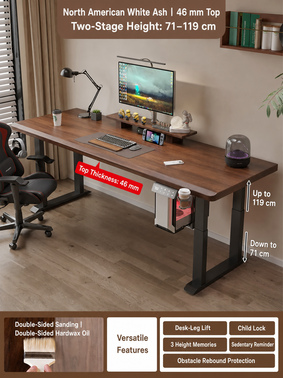 North American white ash 46 mm desktop option