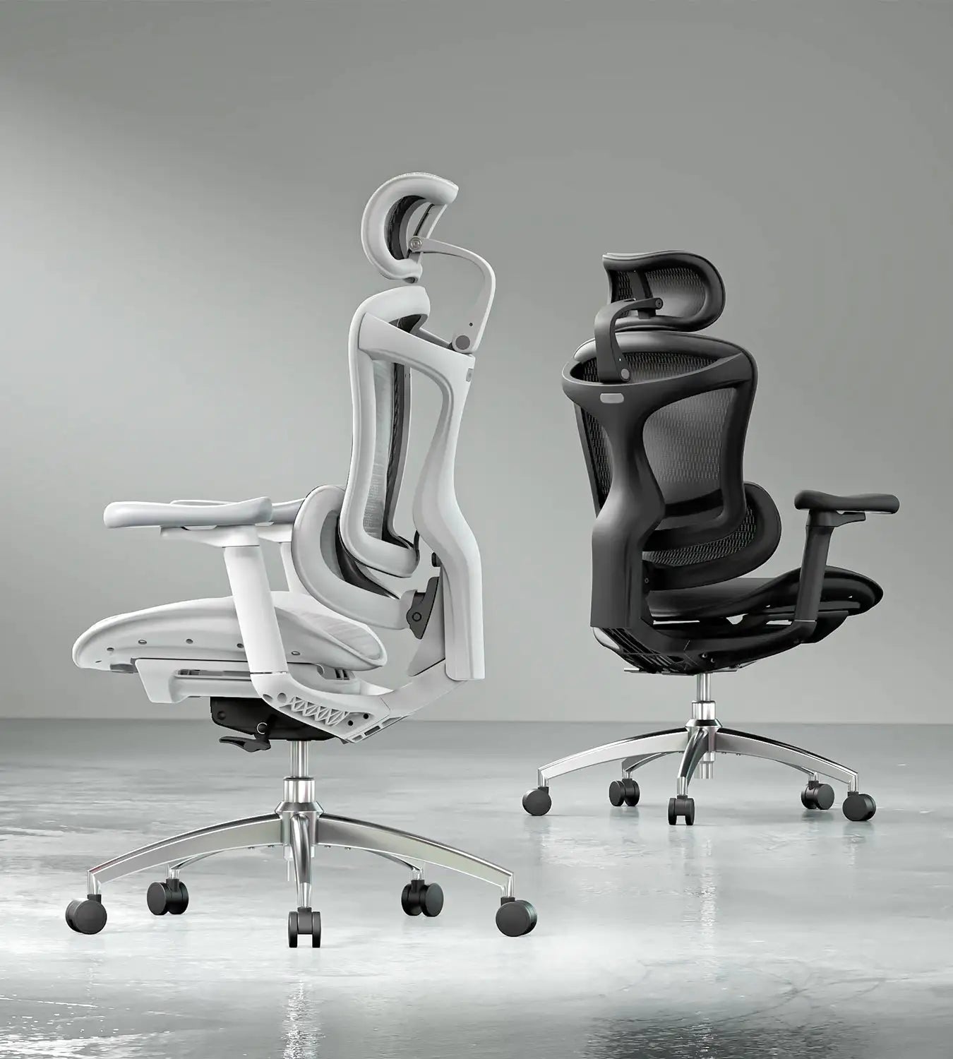 Comfortable black mesh ergonomic chair with a supportive footrest, optimized for staying productive during long hours of sitting.