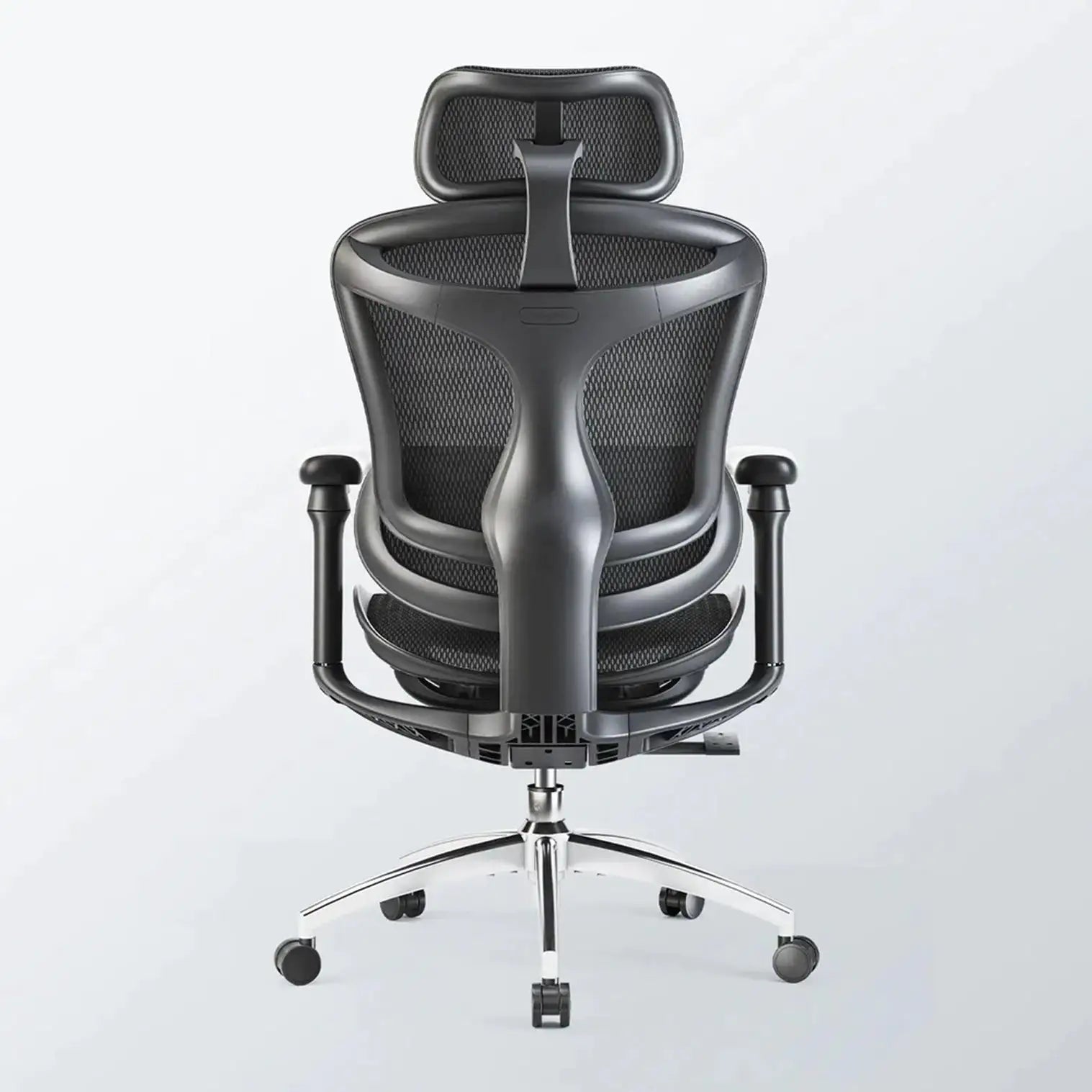 White ergonomic office chair with premium mesh, designed for long hours of comfortable programming or desk work.