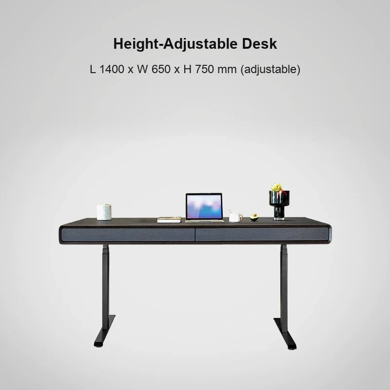 smoked wood standard electric standing desk 1400 x 650 x 750 mm