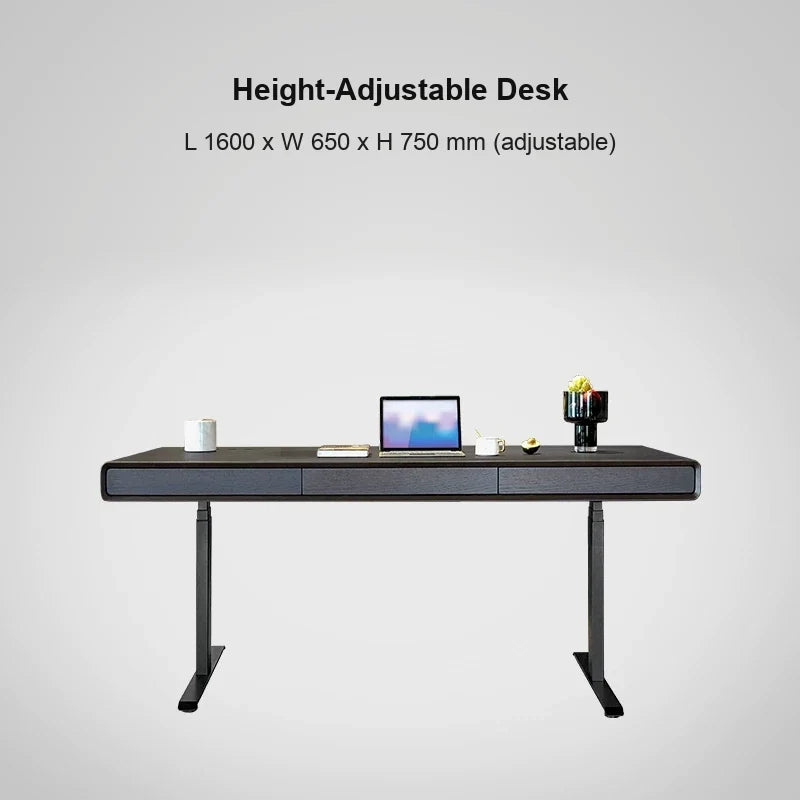 smoked wood standard electric standing desk 1600 x 650 x 750 mm