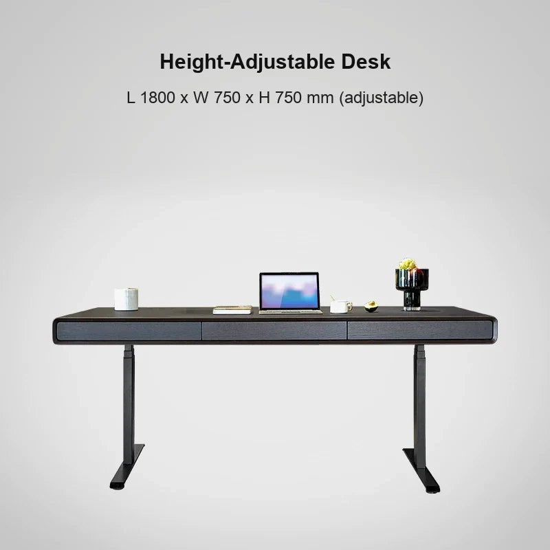 smoked wood standard electric standing desk 1800 x 750 x 750 mm