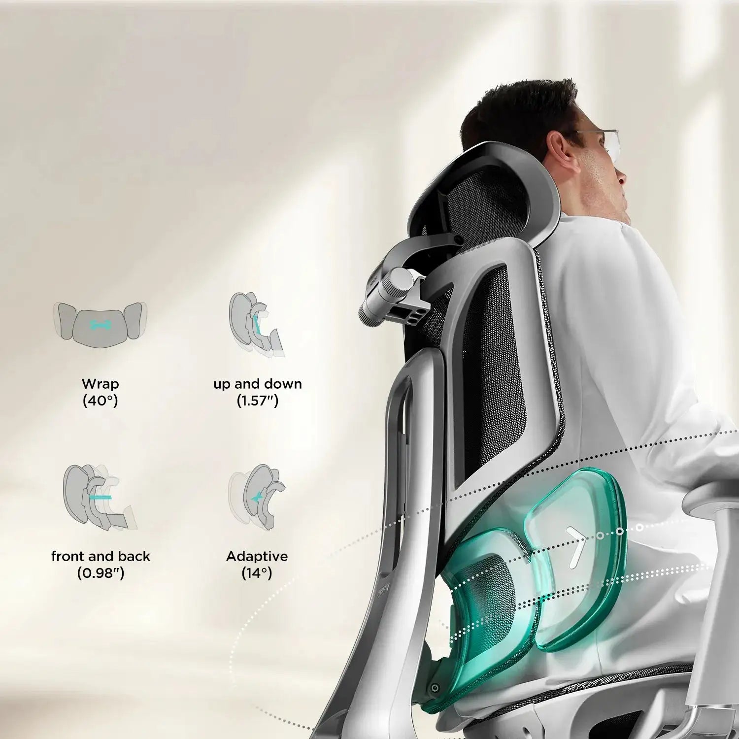 Ergonomic Office Chair with Adjustable Lumbar Support & Headrest - High Back Mesh Desk Chair for Home Office & Gaming