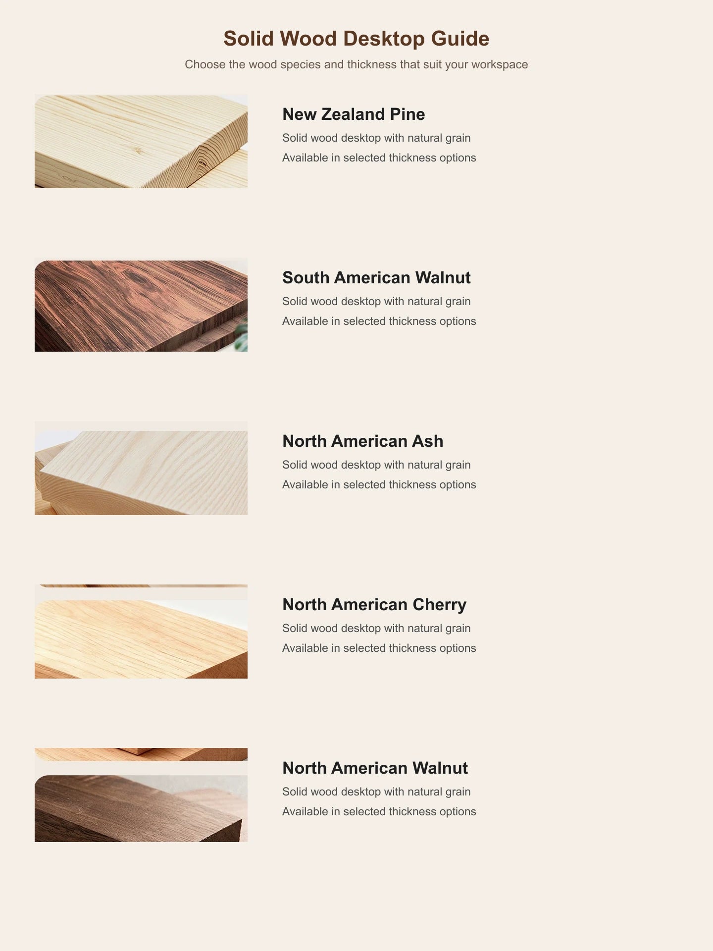 solid wood desktop guide for electric standing desk configurations