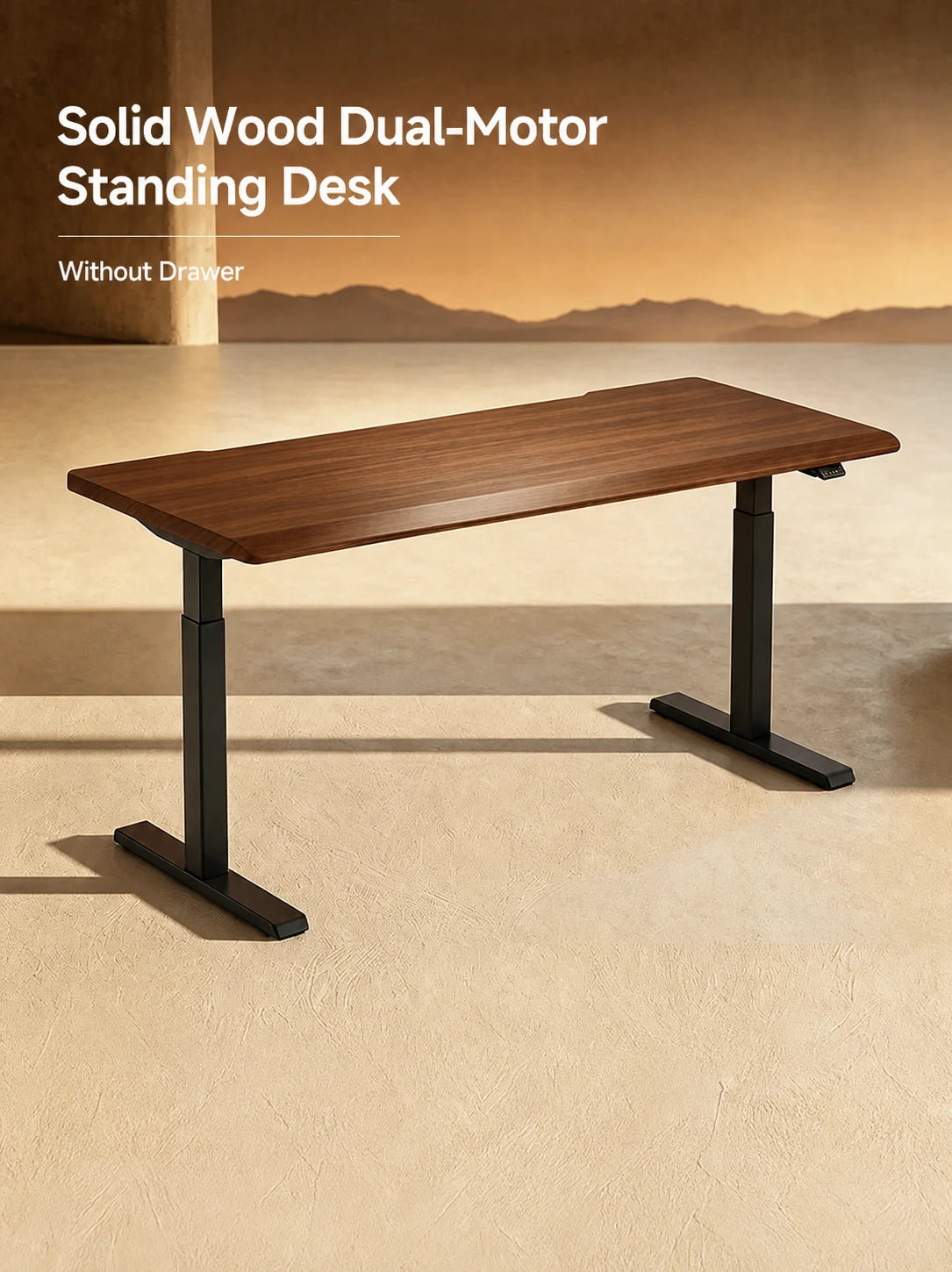 solid wood dual-motor electric standing desk without drawer
