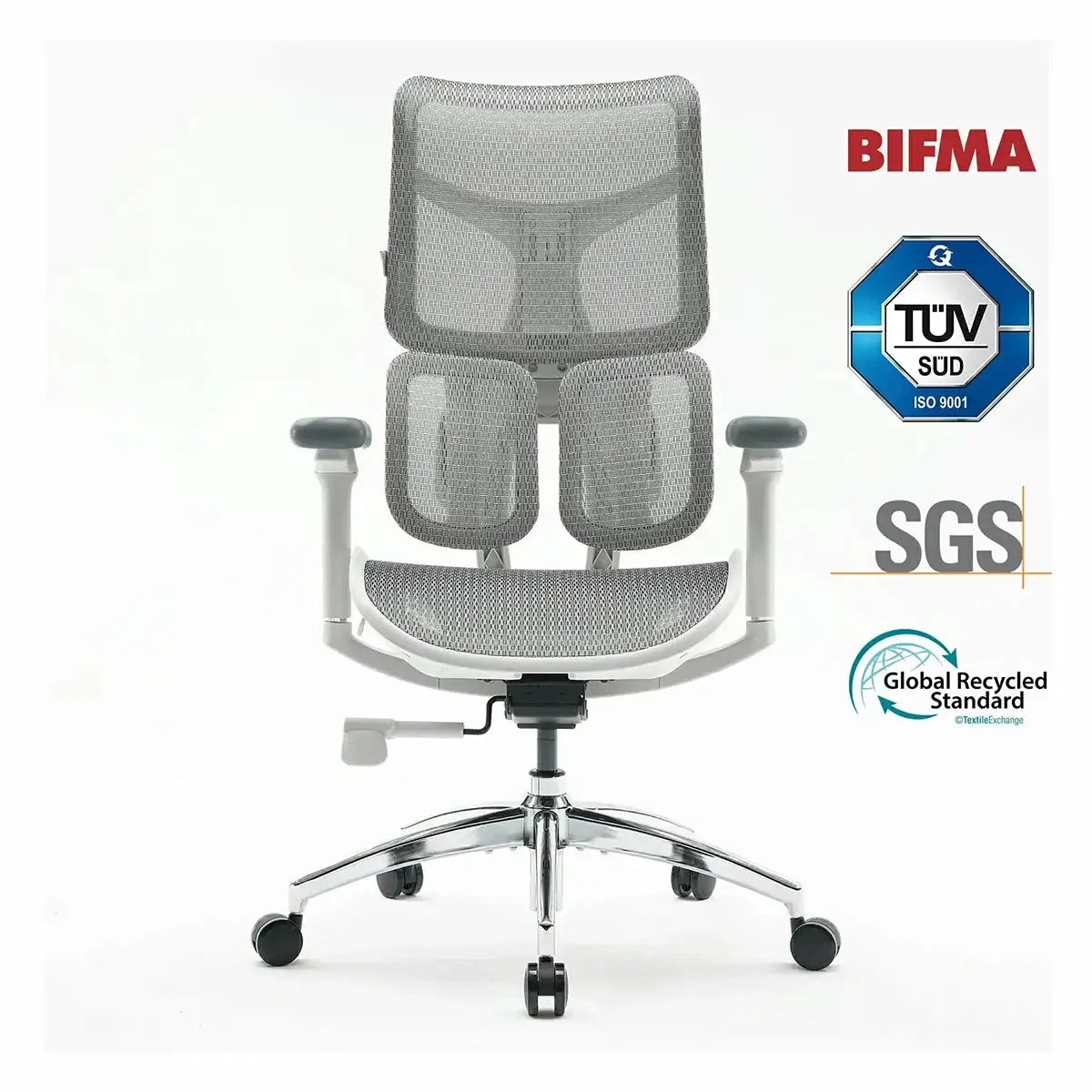 Ergonomic Office Chair - Dual Dynamic Lumbar Support Mesh Desk Chair with 4D Adjustable Armrests, Comfortable High Back Computer Chair for Back Pain Relief