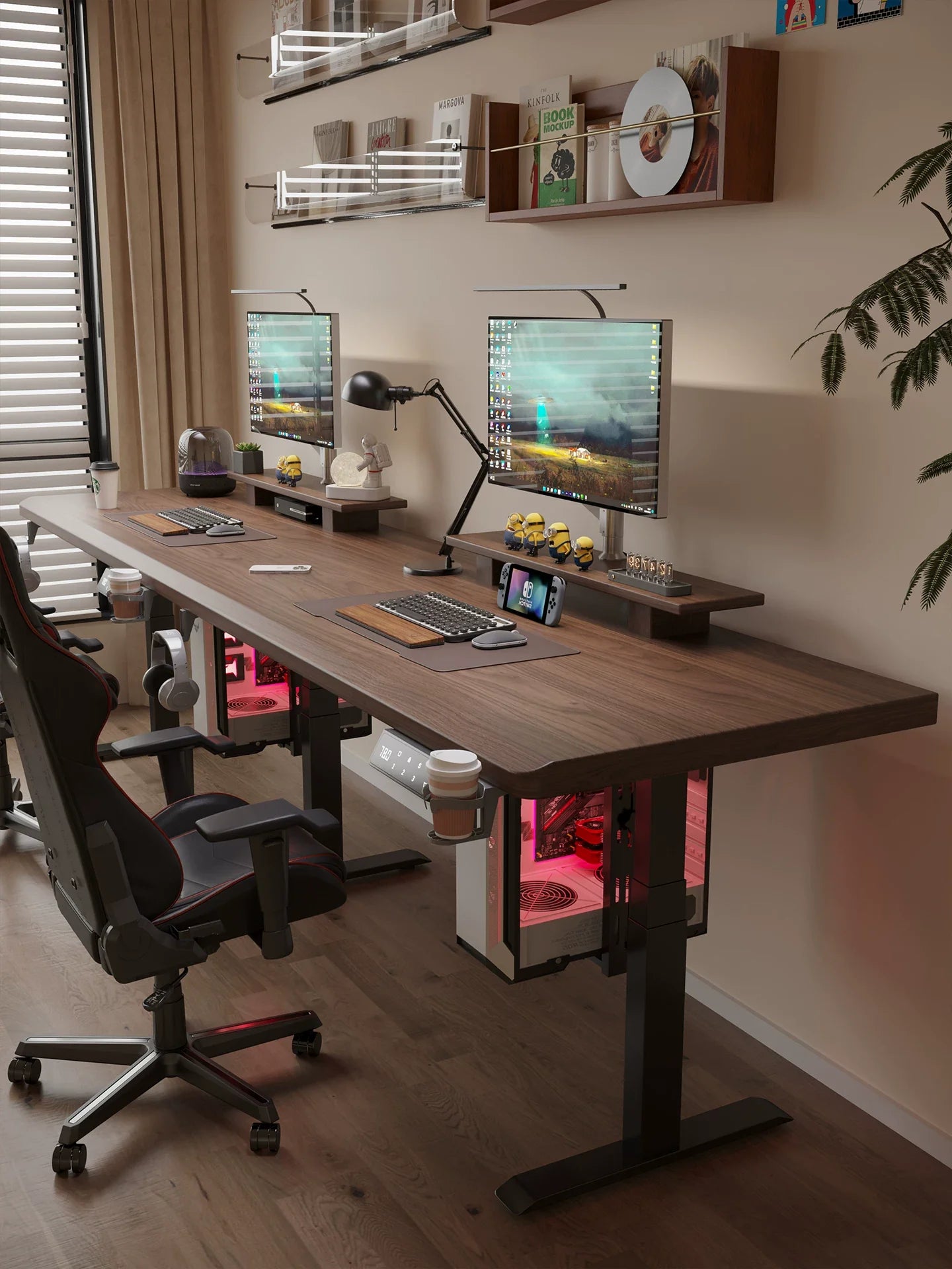 Solid wood electric standing desk product view 2