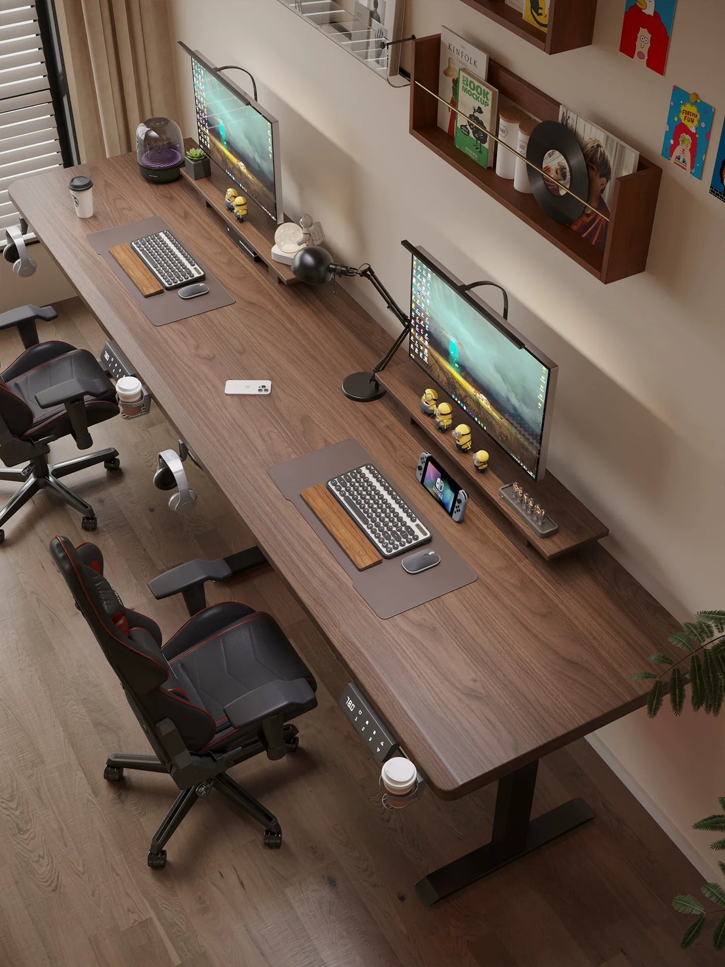Solid wood electric standing desk product view 3