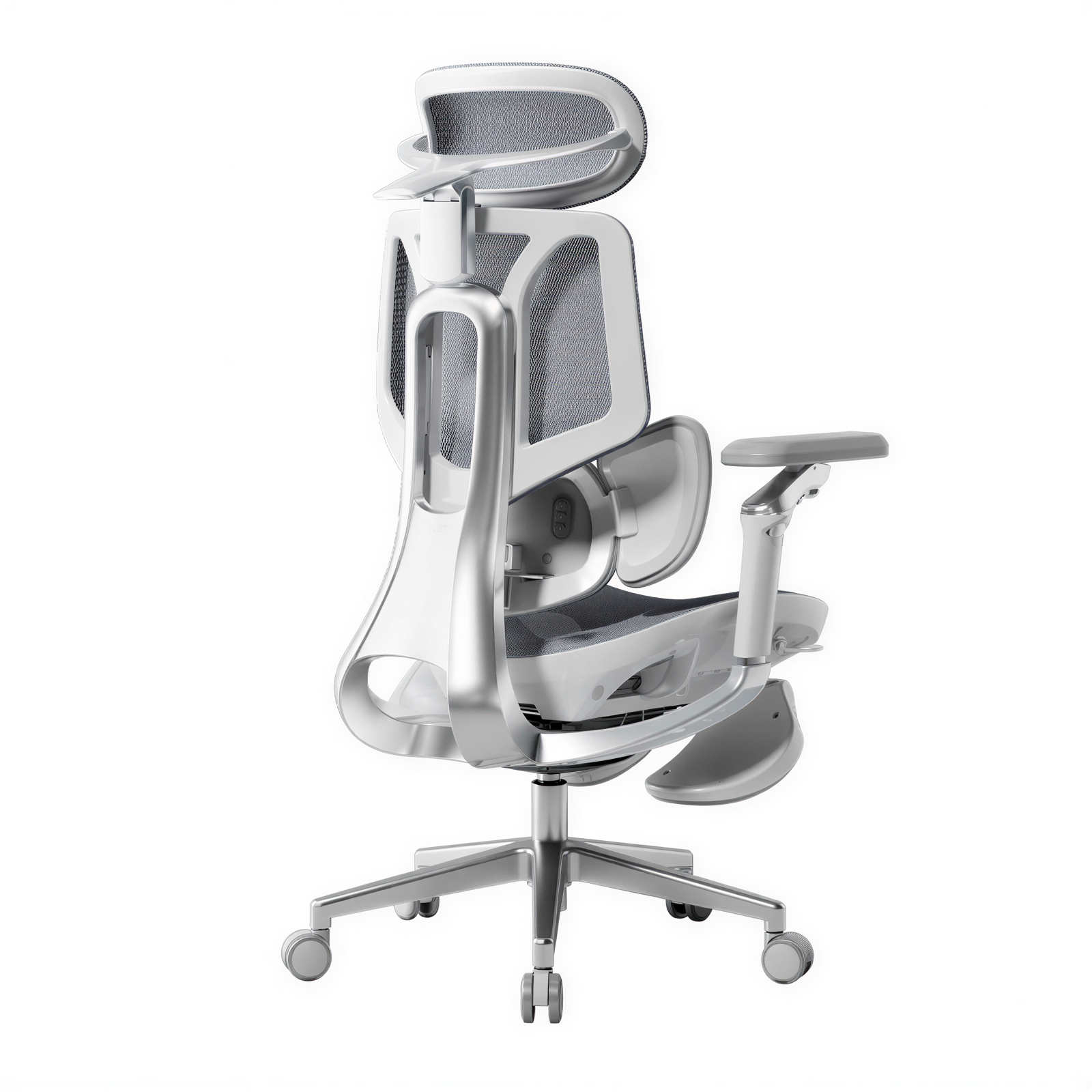 Ergonomic Office Chair with Footrest - Minimalist All-Mesh Desk Chair, Aluminum Alloy Frame, 4D Headrest & Adjustable Seat Depth
