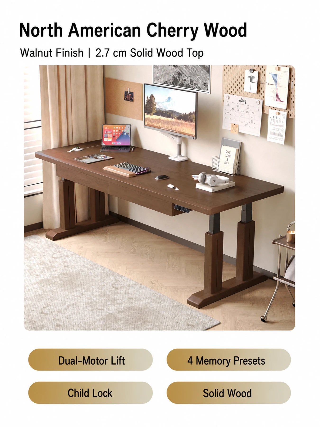TT28 walnut-finish cherry electric standing desk
