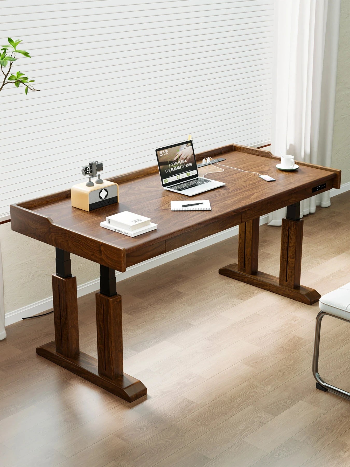 TT29 executive standing desk with solid wood desktop