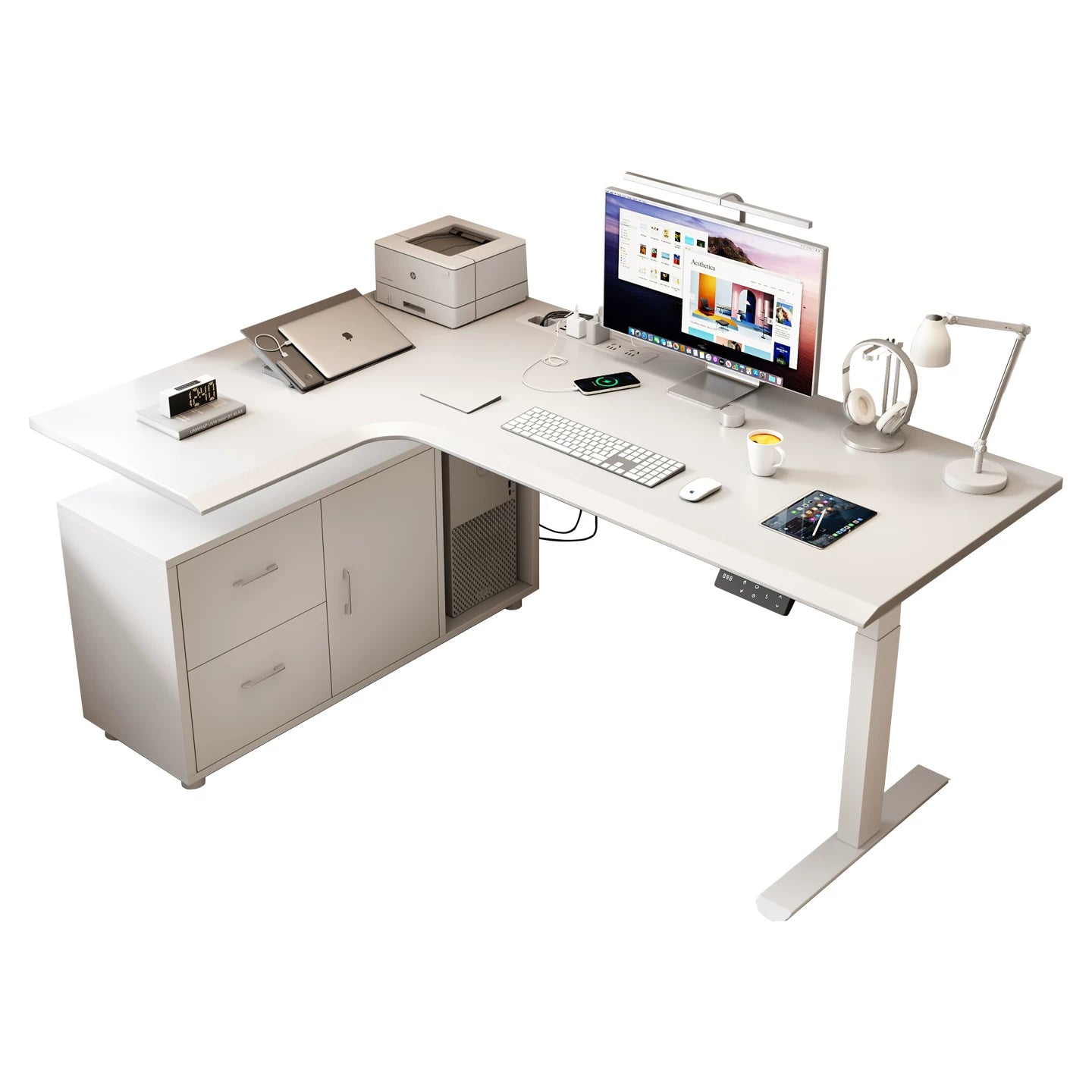 H8 Pro drawer storage saddle leather L-shaped desk left return