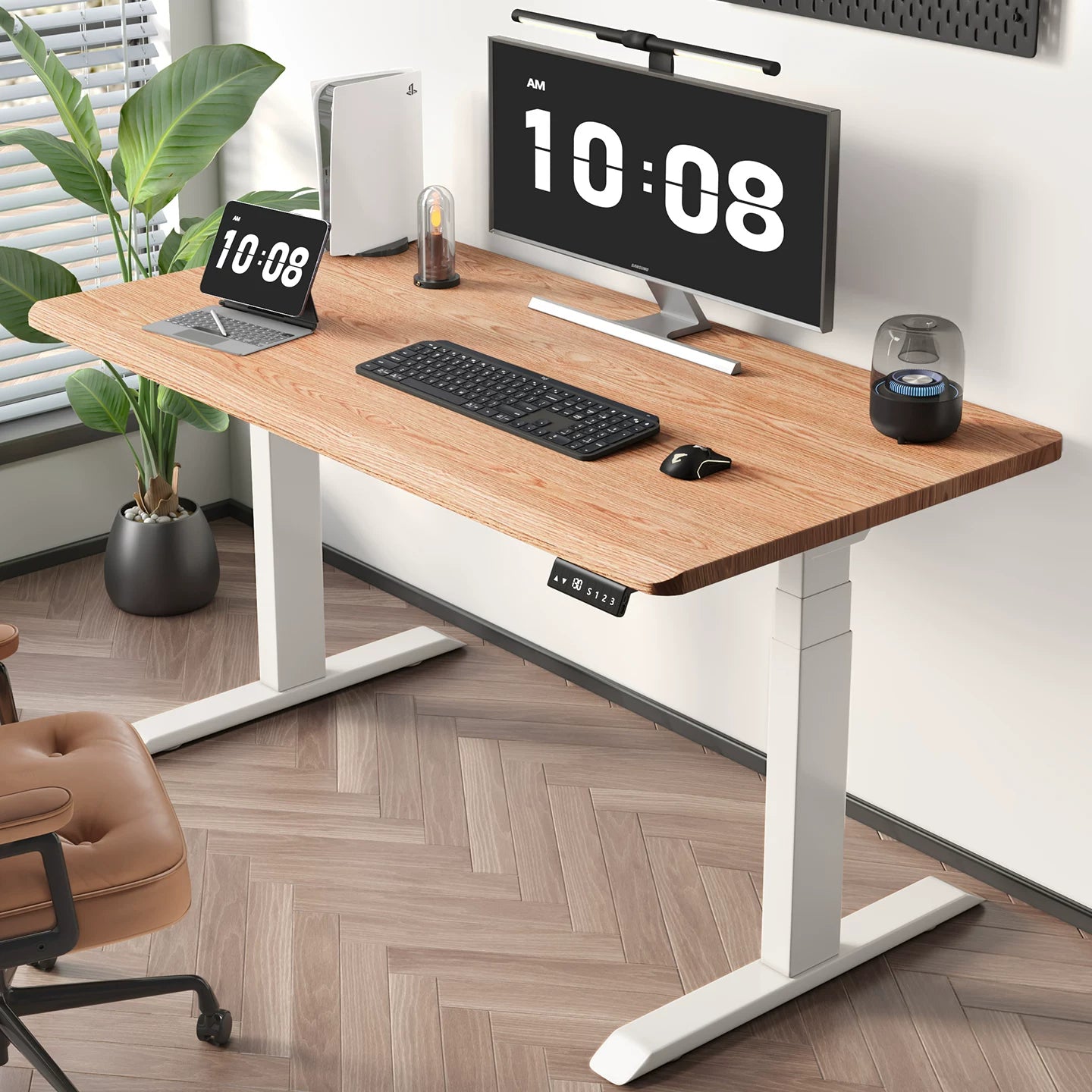 Mid-Century Solid Wood Dual-Motor Electric Standing Desk - Export-Certified Dual Motor / North American Red Oak / 27 mm