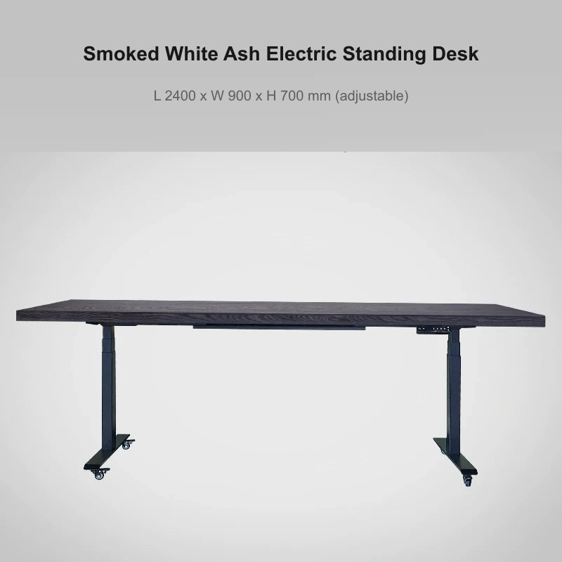 Smoked white ash electric standing desk, 2400 x 900 x 700 mm